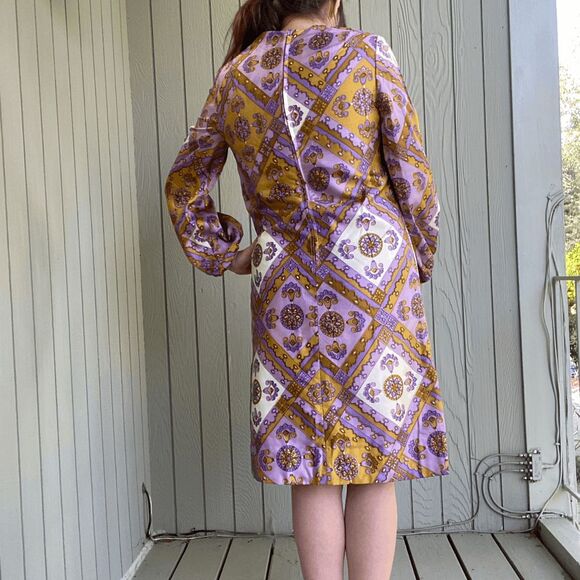Vintage 1960s Psychedelic Dress & Reversible Vest Set M/L Go-Go Mod Festival - Picture 9 of 9